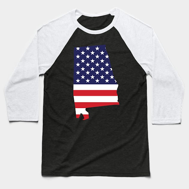 Alabama State Shaped Flag Background Baseball T-Shirt by anonopinion